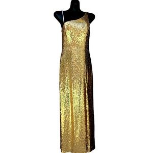 Gold Sequin Long Dress Elegant Festive